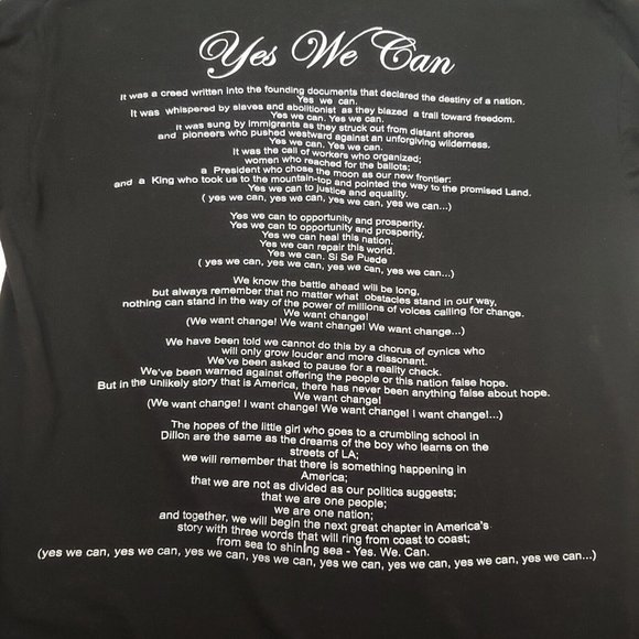 Barack Obama Yes We Can Mens XL T Shirt Black Graphic Gold Glitter USA President - Picture 4 of 8